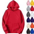 thumbnail image 1 of Zimjoy Fleece Hoodie for Men Solid Plain Casual Loose Hooded Fleece Sweatshirt with Pocket Long Sleeve Cozy Pullover Sweatshirts Outwear, Red 3XL, 1 of 4