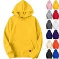 thumbnail image 1 of Zimjoy Fleece Hoodie for Men Solid Plain Casual Loose Hooded Fleece Sweatshirt with Pocket Long Sleeve Cozy Pullover Sweatshirts Outwear, Yellow 2XL, 1 of 4