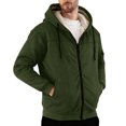 thumbnail image 1 of Zimjoy Fleece Jacket for Men Zip Up Warm Winter Jackets Hoodies Casual Mens Hooded Jacket Heavyweight Sherpa Jacket, Army Green L, 1 of 9
