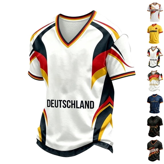 Zimjoy Germany Soccer Men's Shirts Crewneck Short Sleeve 2026 Country Team Tee Shirts Fan International Football Shirt Retro Streetwear Top Gray M