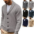 thumbnail image 1 of Zimjoy Gray Cardigan Sweaters for Men Long Sleeve Button Down Men's Sweater Shawl Collar Knit Sweater Loose Fit Casual Fall Winter Outwear Mens Cardigan with Pockets, Light Gray M, 1 of 4
