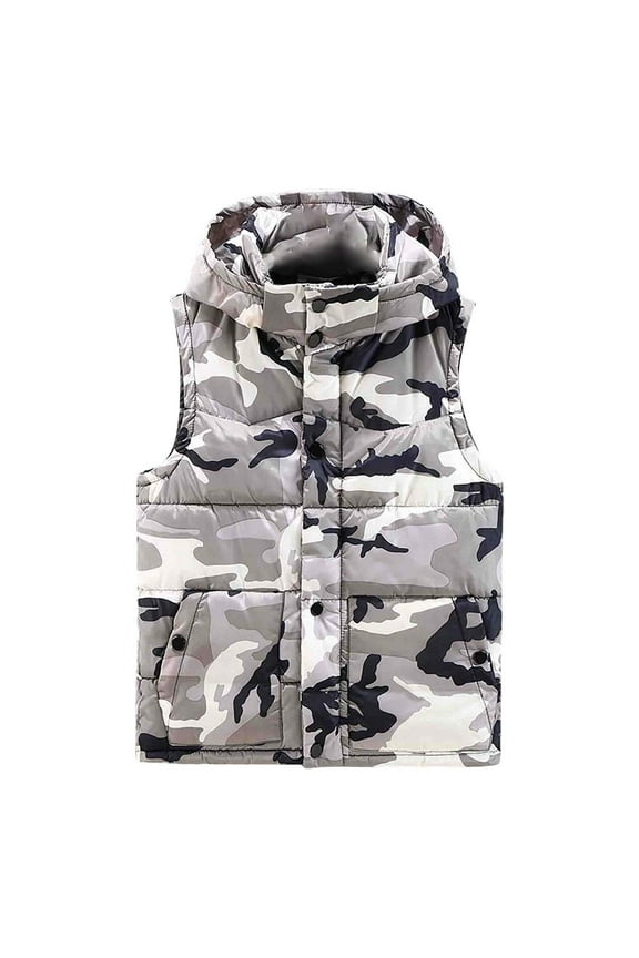 Gray Puffer Vest Men Thick Detachable Hooded Windproof Winter Vest Warm Big and Tall Puffer Coat Men Casual Light Zip Up Outerwear Vests with Pockets, Light Gray L