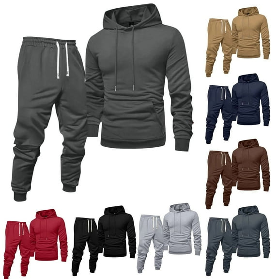 Zimjoy Gray Sweat Suits Men Sports Mens Track Suits 2 Piece Set Casual Pullover Hoodie and Sweatpants Set Autumn Sweatpants Set with Pockets, Dark Gray M