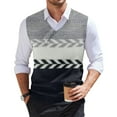 thumbnail image 1 of Zimjoy Gray Sweater Vest for Men Casual V-Neck Fair Isle Knitted Sweater Vest Big and Tall Sleeveless Men Sweater Western Boho Spring Sweater Vests, Light Gray L, 1 of 5