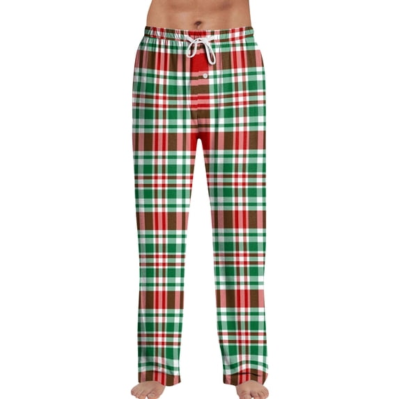 Zimjoy Green Pajama Pants for Men Soft Elastic Waist Plaid Sleep Pant Casual Drawstring Warm Fleece Pajama Pants Comfy Loose Sleep Pant Christmas Pajama Bottoms with Pockets, Mint Green L