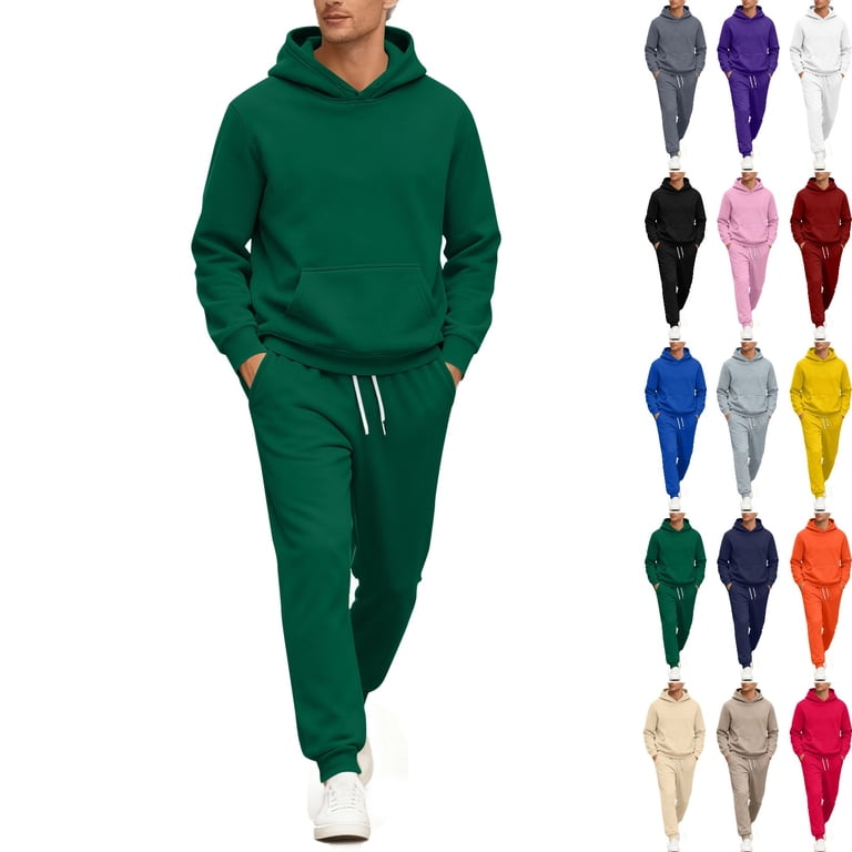 Zimjoy Green Sweat Suits Men Gym Mens Track Suits 2 Piece Set
