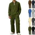 thumbnail image 1 of Zimjoy Green Track Suits Mens Athletic Sweat Suits Men Spring Autumn Full Zip Up Sweatshirt and Cargo Pant Casual Jogging Suits Sets with Pockets, Dark Green 3XL, 1 of 10