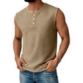 thumbnail image 1 of Zimjoy Henley Tank Tops for Men Waffle 3-Button Sleeveless T Shirts Workout Muscle Hippie Tank Tops Summer Beach Khaki 2XL, 1 of 5