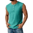 thumbnail image 1 of Zimjoy Henley Tank Tops for Men Waffle 3-Button Sleeveless T Shirts Workout Muscle Hippie Tank Tops Summer Beach Turquoise S, 1 of 4