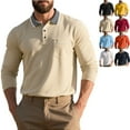 thumbnail image 1 of Zimjoy Long Sleeve Polo Shirts for Men Casual Quick-Dry Collared Shirt Big and Tall Henley Shirts Lightweight Button Collared Shirt with Pocket, Khaki L, 1 of 6