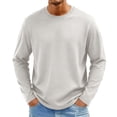 thumbnail image 1 of Zimjoy Long Sleeve Shirts for Men Soft Crew-Neck Moisture Wicking Mens Undershirt Comfort Solid Basic T Shirt, Khaki M, 1 of 9