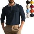 thumbnail image 1 of Zimjoy Men Long Sleeve Shirts Breathable Casual Performance Collared Shirt Henley Big and Tall Golf Shirts Button Down Lightweight Collared Shirt with Pocket, Navy L, 1 of 6