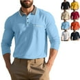 thumbnail image 1 of Zimjoy Men Long Sleeve Shirts Casual Quick-Dry Performance Collared Shirt Big and Tall Henley Golf Shirts Lightweight Button Down Fall Classic Collared Golf Shirt with Pocket, Light Blue XL, 1 of 6