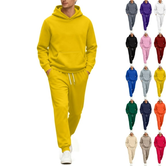 Zimjoy Men Sweatsuits Sets Athletic Mens Track Suits 2 Piece Set Casual Sweatshirt and Sweatpants Set Autumn Jogging Suits Sets with Pockets, Yellow 3XL
