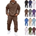 thumbnail image 1 of Zimjoy Men Sweatsuits Sets Gym Track Suits Mens Casual Winter Sweatshirt and Cargo Sweatpants Set Sherpa Lined Jogging Suits Sets with Pockets, Brown 3XL, 1 of 9
