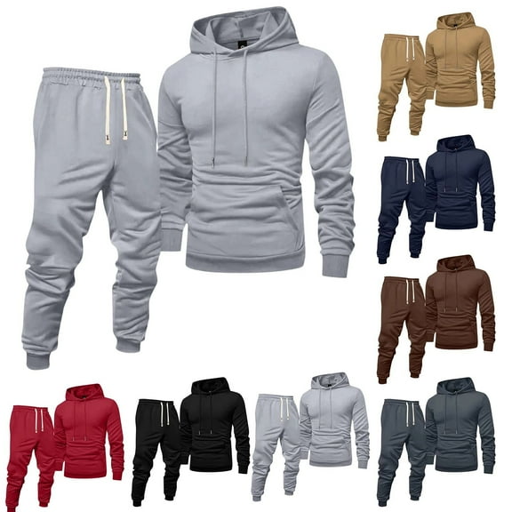 Zimjoy Men Sweatsuits Sets Sports Mens Track Suits 2 Piece Set Casual Hooded Sweatshirt and Sweatpant Autumn Sportswear Tracksuits with Pockets, Gray M