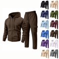thumbnail image 1 of Zimjoy Men's 2 Piece Tracksuit Set, Full Zip Hoodie & Cargo Sweatpants, Zip Up Hooded Jacket with Pockets & Utility Jogger Pants, Casual Athletic Sweatsuit for Gym Streetwear Daily Wear Brown XL, 1 of 7