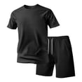 thumbnail image 1 of Zimjoy Men's 2 Pieces Athletic Set Breathable Mesh Short Sleeve T-Shirt & Shorts Lightweight Workout Gym Clothes for Running Black L, 1 of 7