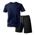 thumbnail image 1 of Zimjoy Men's 2 Pieces Athletic Set Breathable Mesh Short Sleeve T-Shirt & Shorts Lightweight Workout Gym Clothes for Running Navy S, 1 of 7