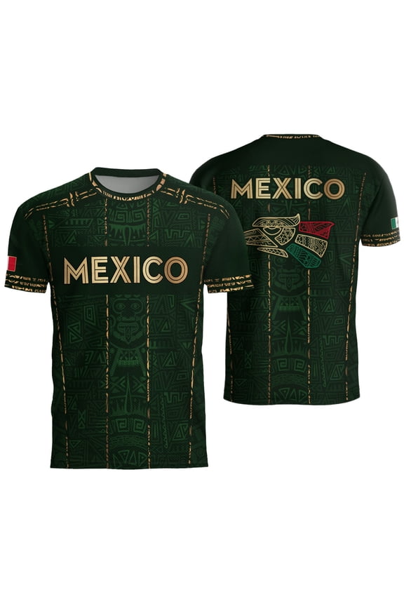 Men's 2026 Mexico Jersey Shirts Mexican Soccer Jerseys for Men Short Sleeve Crew Neck Athletic Soccer T Shirts Army Green 6XL
