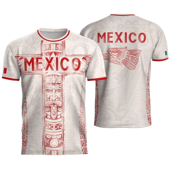 Zimjoy Men's 2026 Mexico Jersey Shirts Mexican Soccer Jerseys for Men Short Sleeve Crew Neck Athletic Soccer T Shirts Beige XL
