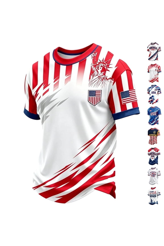 Men's 2026 USA Soccer Jersey Crewneck Short Sleeve Country Team Fan International Football Shirt Retro Streetwear Top Vermilion L