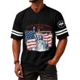 thumbnail image 1 of Zimjoy Men's 250th 4th of July Baseball T-Shirts Cotton V Neck USA Flag Liberty Statue 1776-2026 Print Striped Sleeve Independence Day Casual Wear Black M, 1 of 5
