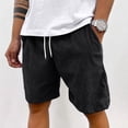 thumbnail image 1 of Zimjoy Men's Baggy Shorts 5" Inseam Casual Corduroy Shorts Drawstring Elastic Summer Beach Vacation Short, Black L, 1 of 5