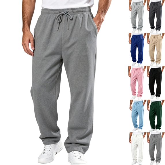 Zimjoy Men's Baggy Sweatpants Loose Fit Wide Leg Open Bottom Jogging Pants Soft Casual Drawstring Elastic Waist Sweat Pants Workout Athletic Dark Gray XL