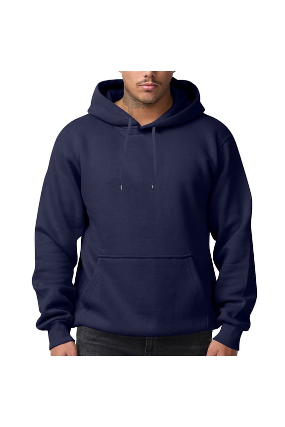 Men's Blue Hoodie Basic Casual Loose Hooded Fleece Sweatshirt with Pocket Long Sleeve Drawstring Cozy Pullover Sweatshirts, Navy XL