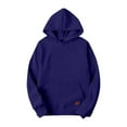 thumbnail image 1 of Zimjoy Men's Blue Hoodie Casual Loose Solid Color Hooded Fleece Sweatshirt Long Sleeve Baggy Pullover Sweatshirts with Pocket, Navy L, 1 of 3
