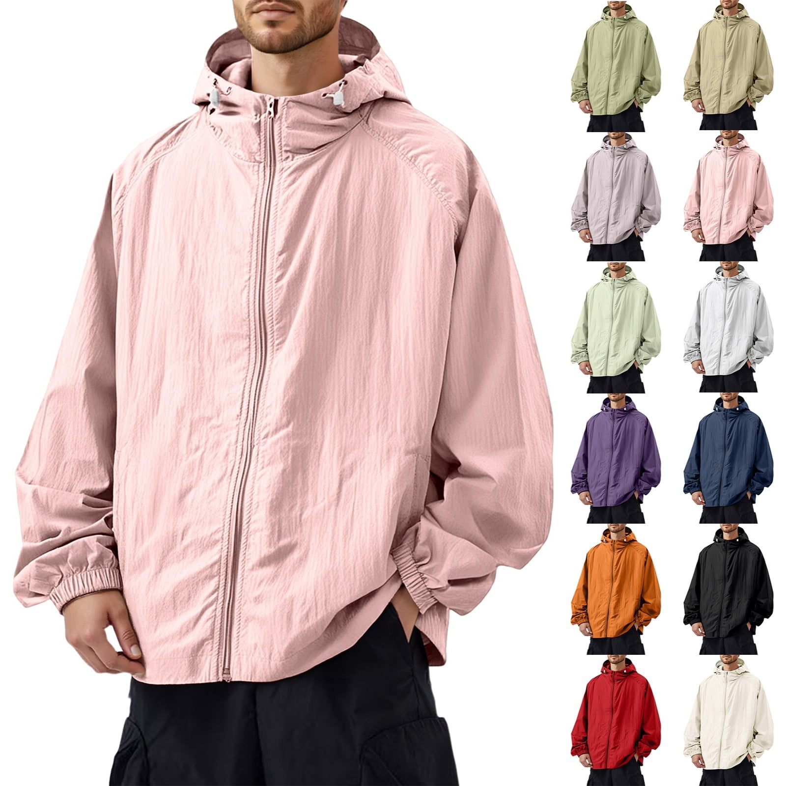 Zimjoy Men's Soft Shell Jacket Lightweight UV Protection Hoodie