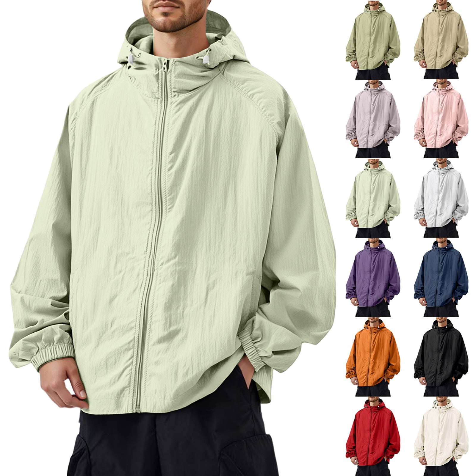 Zimjoy Men's Soft Shell Jacket Lightweight UV Protection Hoodie