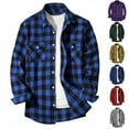thumbnail image 1 of Zimjoy Men's Button Up Shirts Business Plaid Long Sleeve Shirts Turn Down Collared Regular Fit Casual Shackets Vintage Flannel Dress Shirt with Chest Pockets, Blue M, 1 of 5