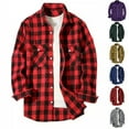 thumbnail image 1 of Zimjoy Men's Button Shirts Casual Long Sleeve Plaid Shirts Flannel Regular Fit Business Autumn Shirt Turn Down Collared Elegant Shirt with Chest Pockets, Red XL, 1 of 5