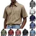thumbnail image 1 of Zimjoy Men's Button Up Shirts Short Sleeve Collared Shirts Casual Cotton T-shirts with Pocket, White 2XL, 1 of 4