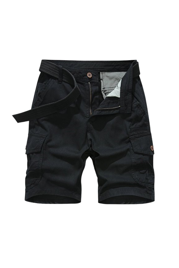 Men's Camo Cargo Shorts Relaxed Fit Multi-Pocket Outdoor Camouflage Cargo Shorts Cotton, Black L