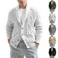 thumbnail image 1 of Zimjoy Men's Cardigan Sweaters Button Up Cable Knit Sweater Long Sleeve Shawl Collar Fleece Sweater Loose Fit Casual Mens Cardigan Fall Winter Coat with Pockets, White L, 1 of 4