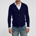 thumbnail image 1 of Zimjoy Men's Cardigan Sweaters Casual Button Up V Neck Knit Sweater Long Sleeve Open Front Slim Fit Blue Cardigan Lightweight Fall Clothes with Pocket, Navy M, 1 of 6