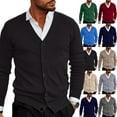 thumbnail image 1 of Zimjoy Men's Cardigan Sweaters Long Sleeve Button Down Cardigan Casual Slim Fit V Neck Knit Sweater Vintage Open Front Lightweight Fall Clothes with Pocket, Black 2XL, 1 of 6