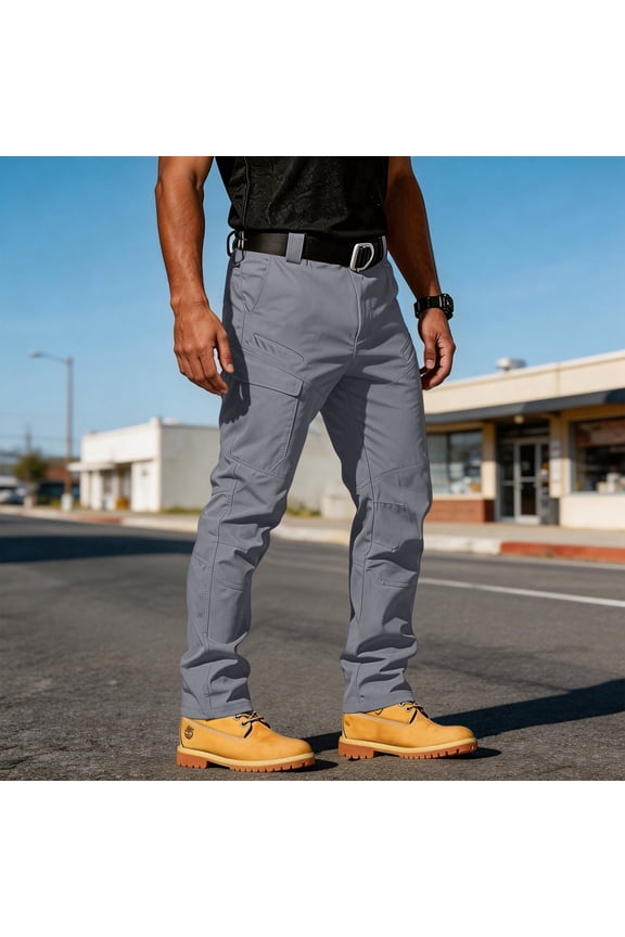 Men's Cargo Pants Tear Resistant Waterproof Tactical Pants Multi-Pockets and Seam Outdoor Work Hiking Trousers (No Waistband),Gray 3XL