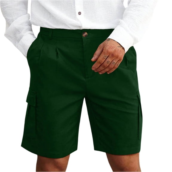Zimjoy Men's Cargo Shorts Classic 10" Inseam Relaxed Fit Casual Outdoor Work Shorts with Multi Pocket for Fishing Camping Golf, Green M
