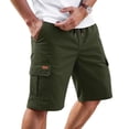 thumbnail image 1 of Zimjoy Men's Cargo Shorts Regular Fit Moisture Wicking Athletic Shorts Elastic Drawstring Hiking Work Bermuda with Side Pockets, Army Green L, 1 of 2