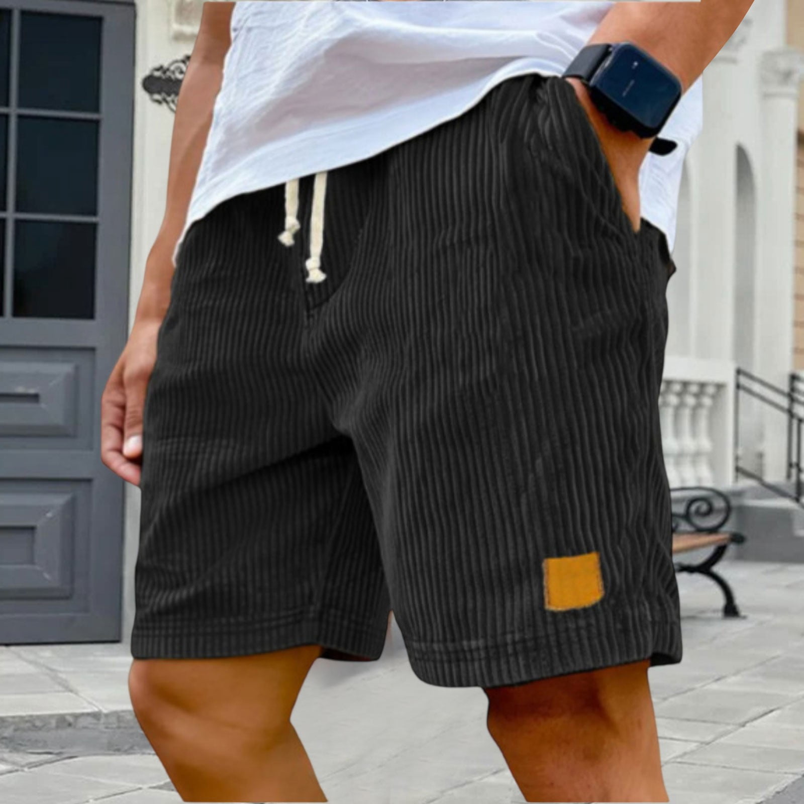 STICKON Men’s Shorts – Casual Elastic Waist With Drawstring & Zipper Pockets, Comfortable Summer Shorts - View #10