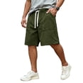 thumbnail image 1 of Zimjoy Men's Corduroy Shorts Loose Elastic Drawstring Bermuda Soft Knee Length Summer Shorts with Large Pockets, Army Green L, 1 of 5