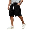 thumbnail image 1 of Zimjoy Men's Corduroy Shorts Loose Elastic Drawstring Bermuda Soft Knee Length Summer Shorts with Large Pockets, Black L, 1 of 5