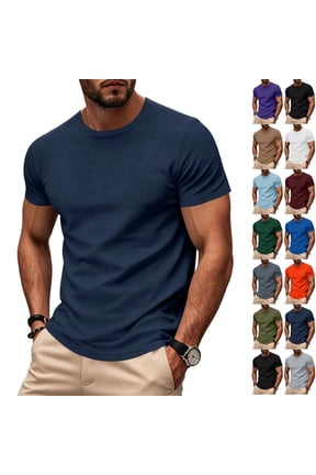 Men's Crew Neck T Shirts Short Sleeve Quick Dry Athletic Performance Tee Soft Breathable Moisture Wicking Casual Basic Tees Navy 2XL