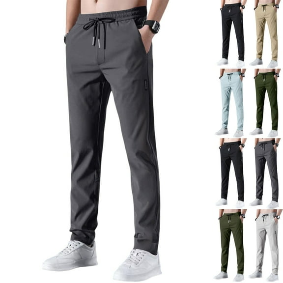 Zimjoy Men's Glide Pants Ultra Stretch Quick Dry Elastic Waist Pant Quick Dry Comyfit Stretch Lightweight Active Trousers with Pockets Drawstring Pant for Men, Dark Gray 5XL