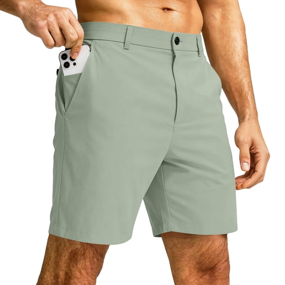 Zimjoy Men's Golf Shorts Stretch Quick Dry Flat Front Shorts 5" Work Hiking Athletic with Liner Pockets Mint Green S