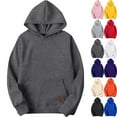 thumbnail image 1 of Zimjoy Men's Gray Hoodie Casual Loose Solid Color Hooded Fleece Sweatshirt Long Sleeve Baggy Pullover Sweatshirts with Pocket, Dark Gray L, 1 of 4